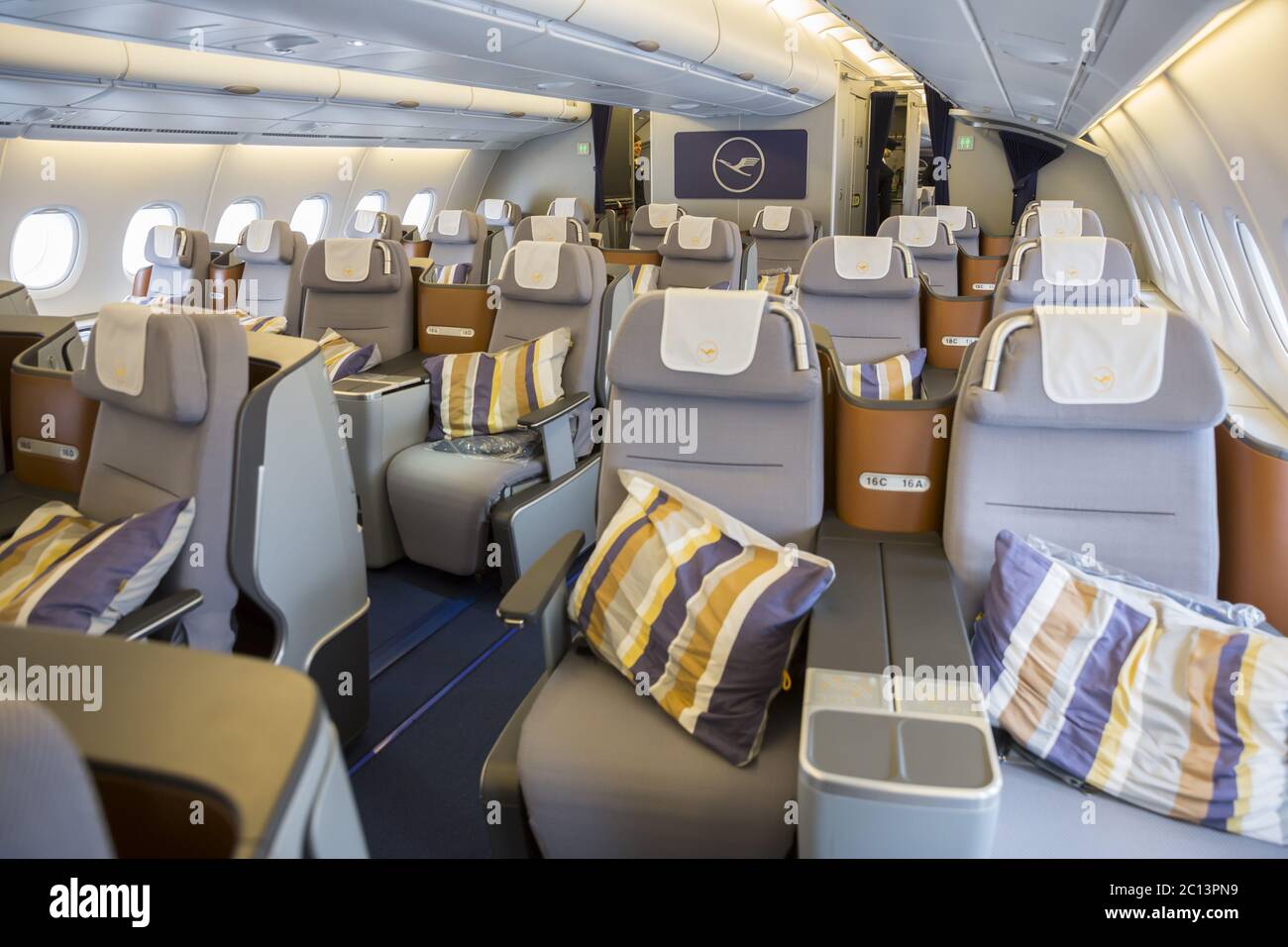 Airbus A380 airplane inside seats Stock Photo - Alamy