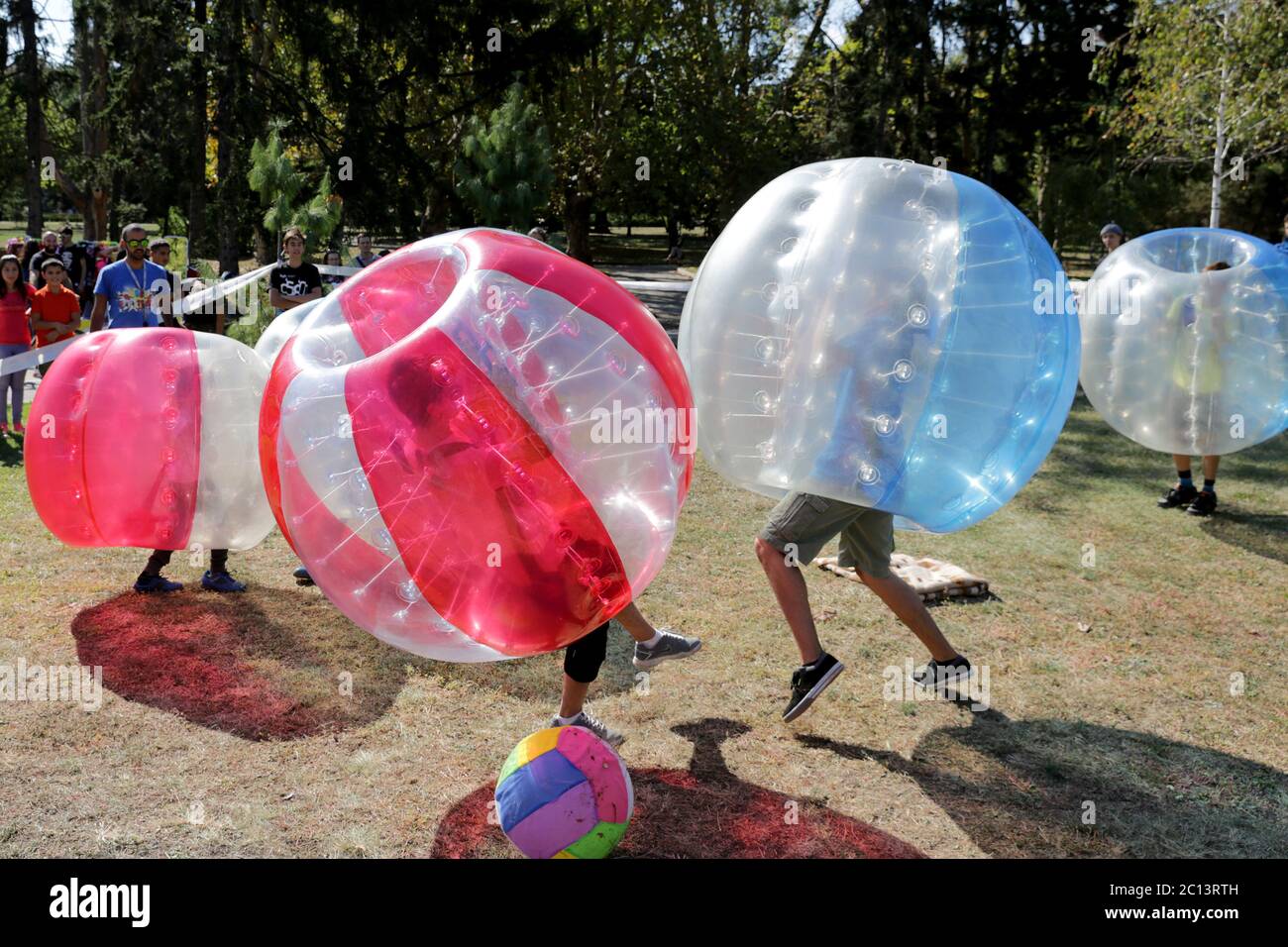 Bubble football game Stock Photo Alamy