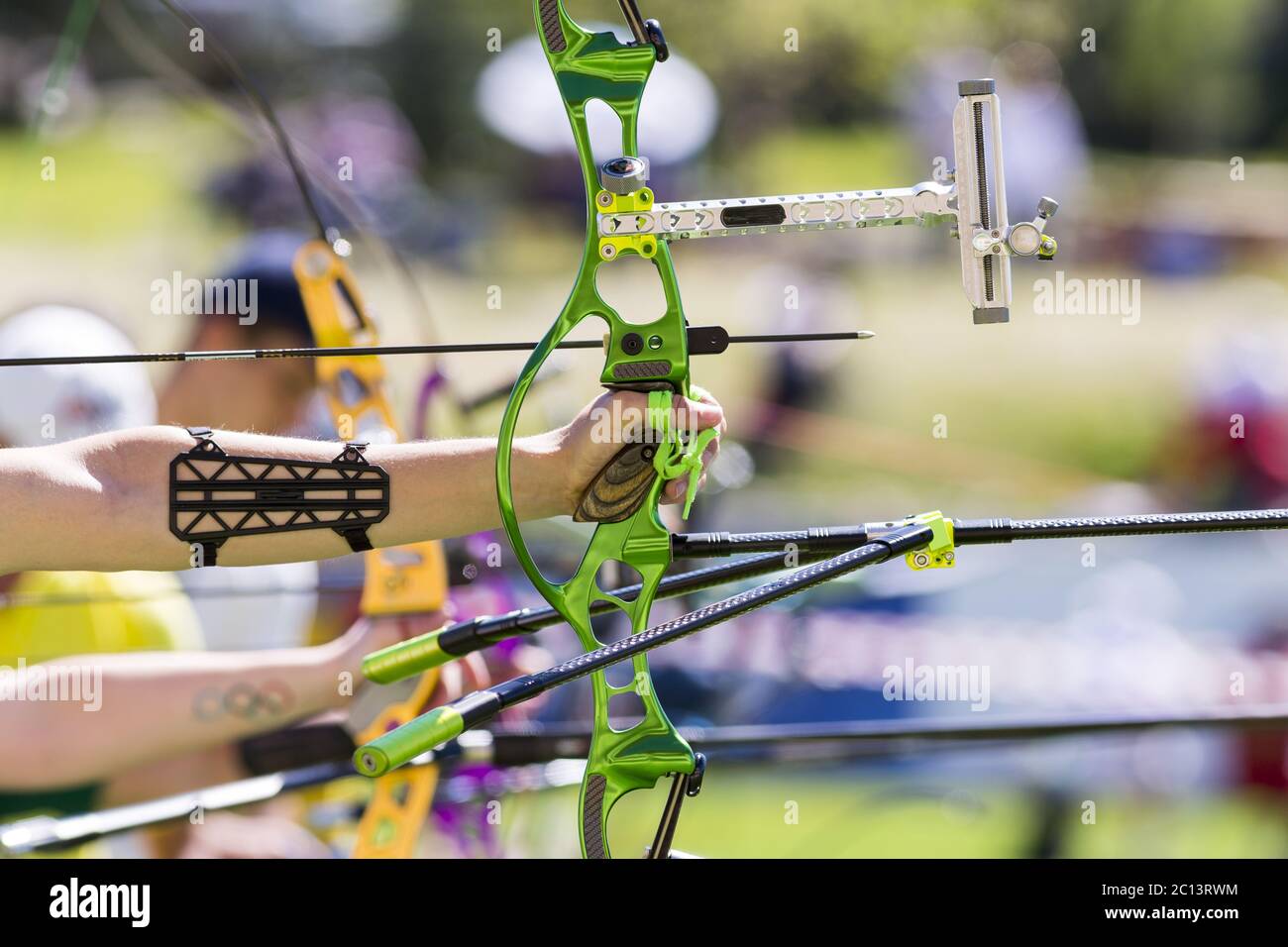 Recurve bow archery competition hand only Stock Photo Alamy