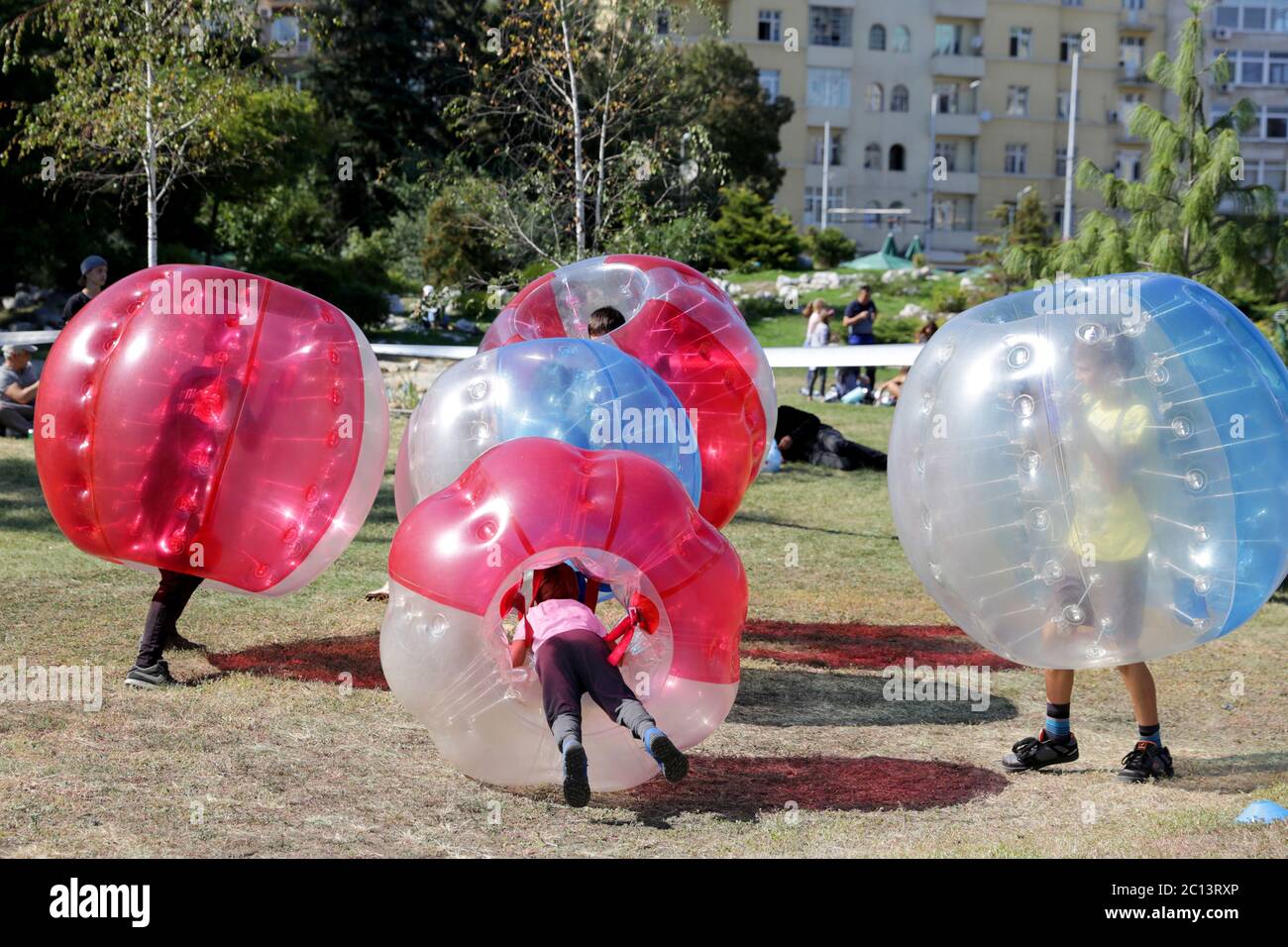 Bubble football game Stock Photo Alamy