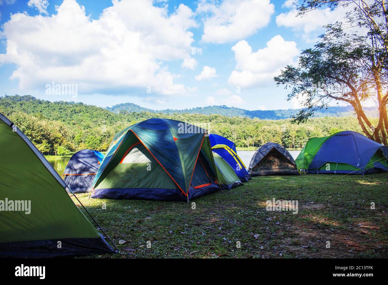 tent camp along the river Stock Photo - Alamy