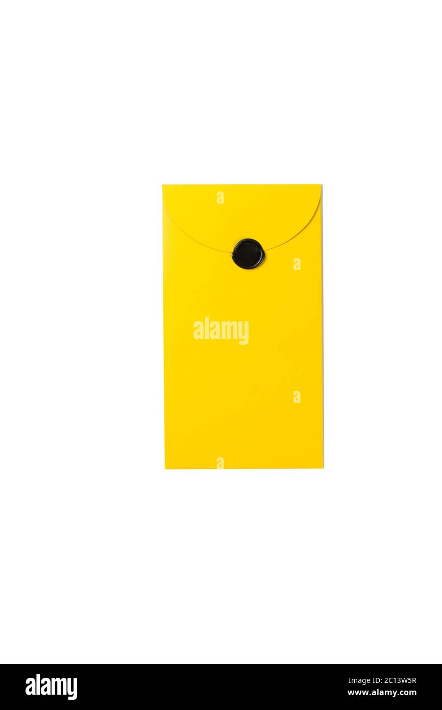 isolated yellow closed envelope on white background Stock Photo
