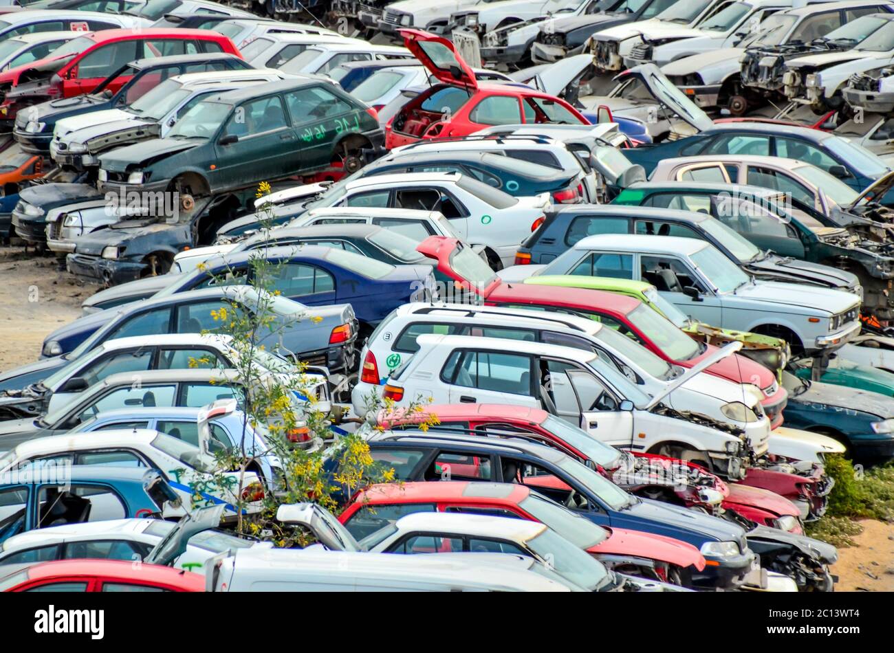 Old Junk Cars On Junkyard Stock Photo - Alamy
