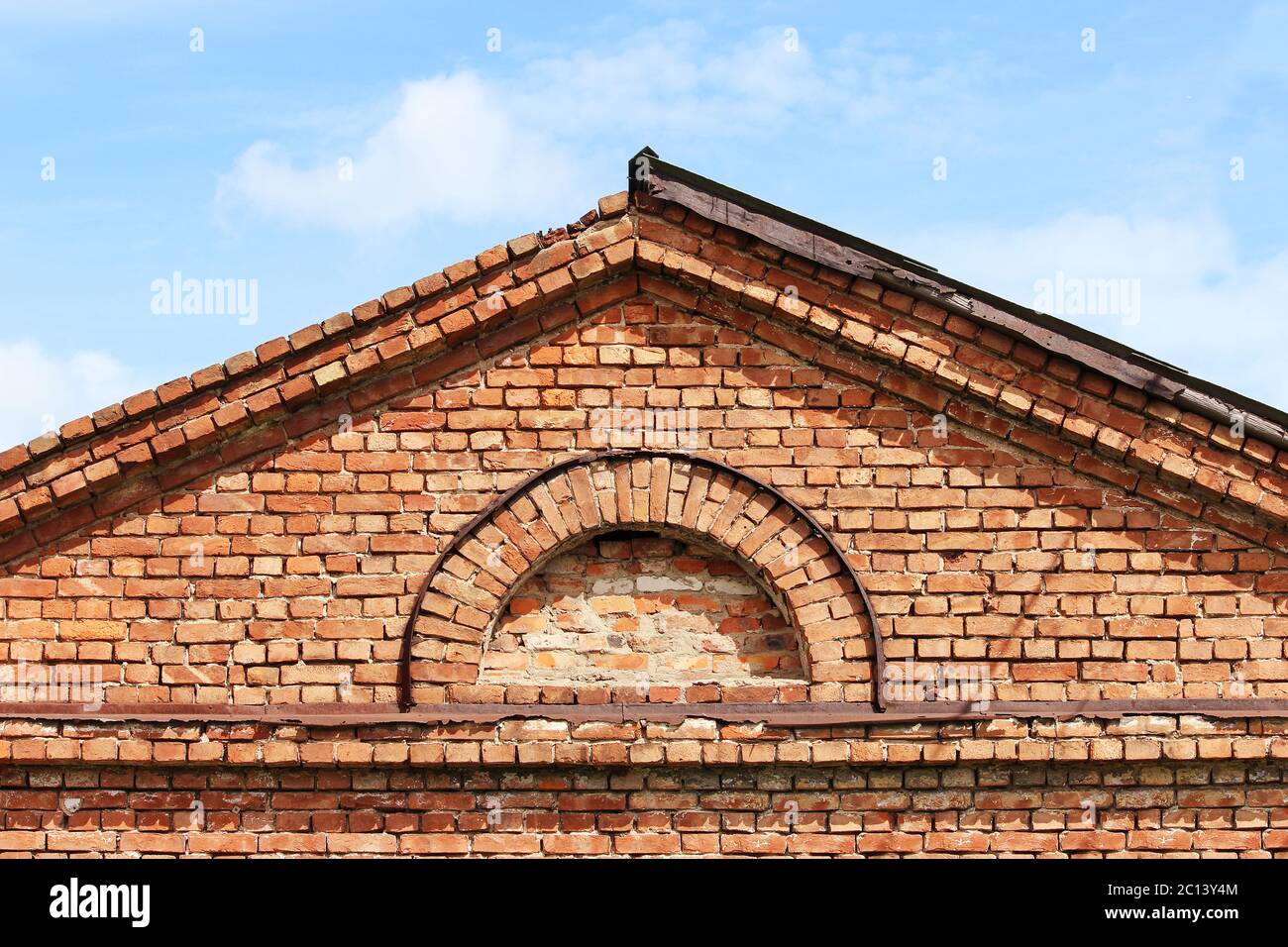 texture semi-circular window in the old historic brick building Stock ...