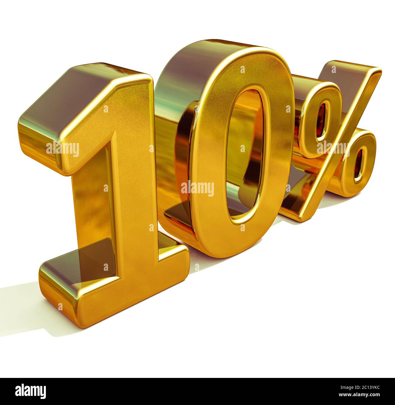 3d Gold 10 Ten Percent Discount Sign Stock Photo