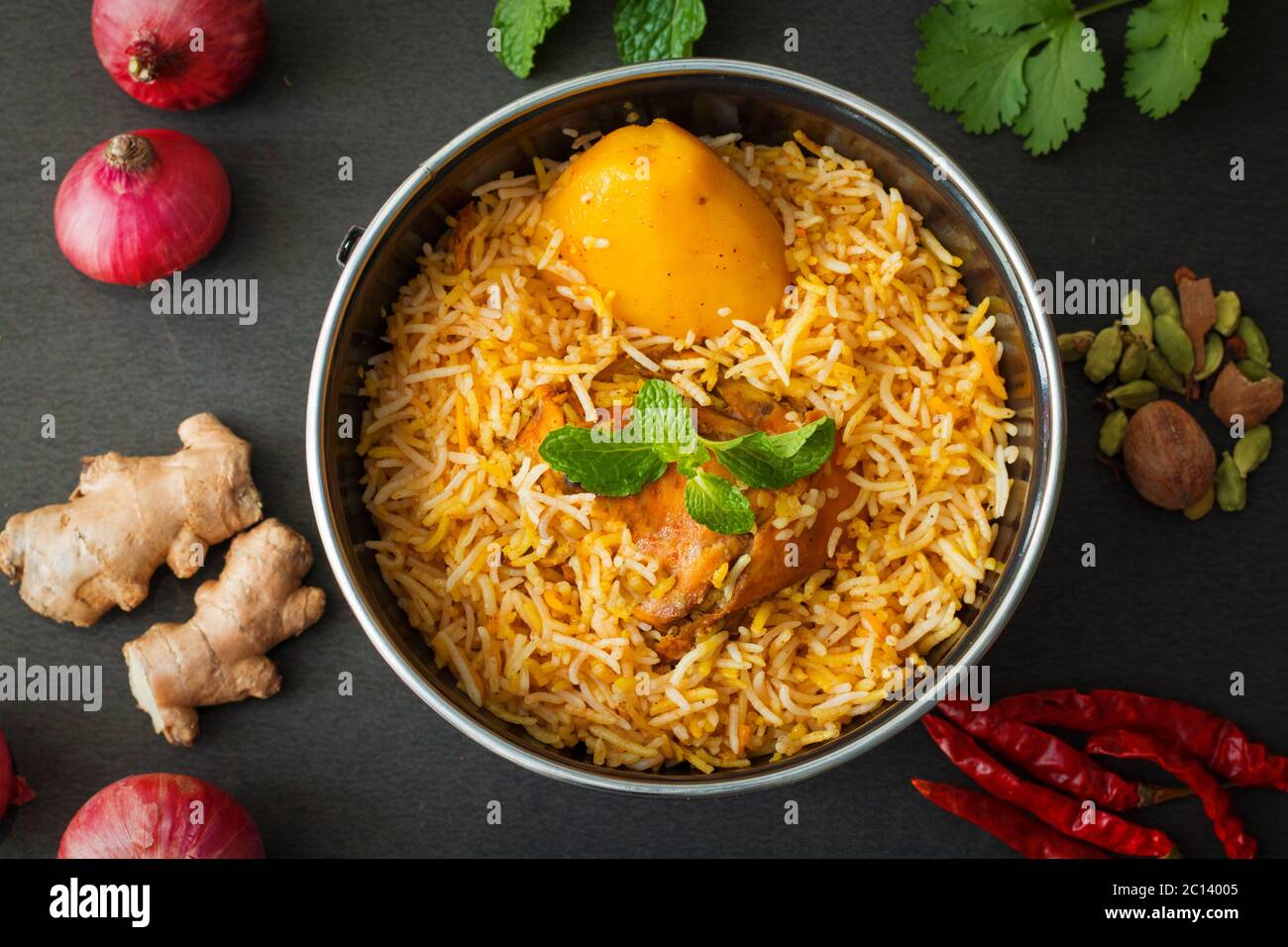 Chicken Biryani Indian Asian rice meal Stock Photo
