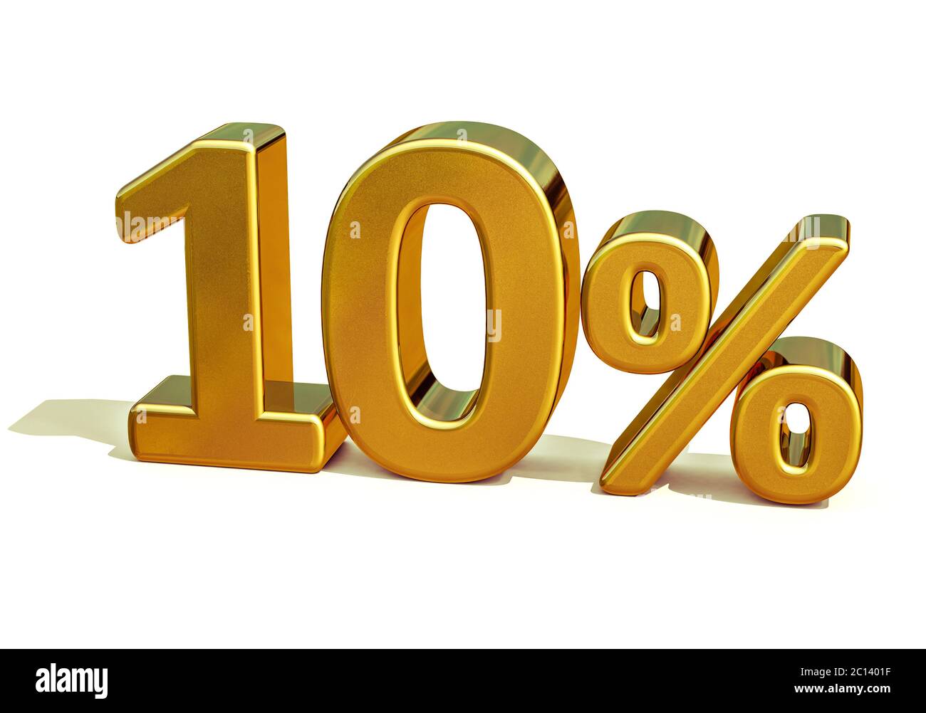 3d Gold 10 Ten Percent Discount Sign Stock Photo