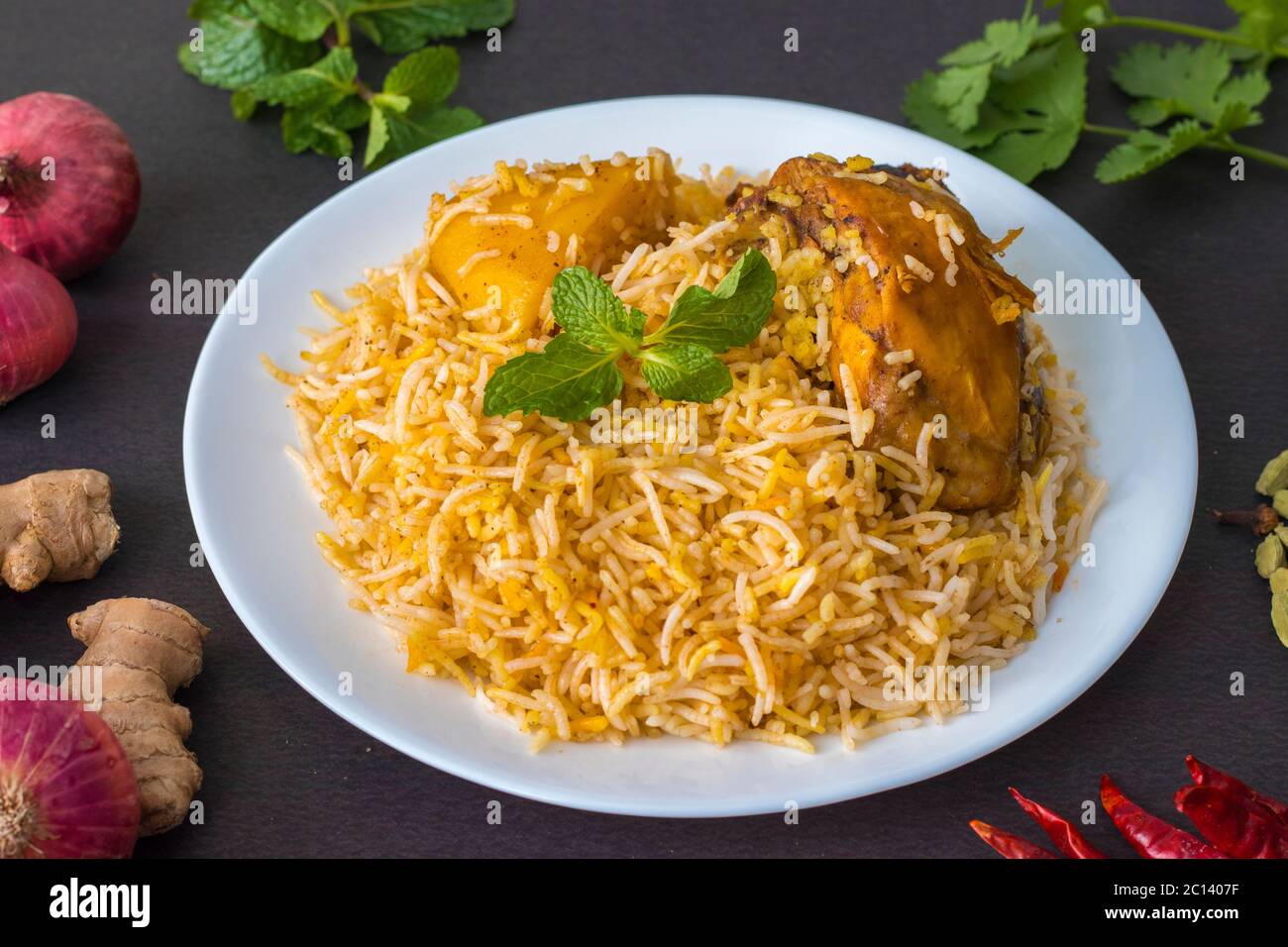 Chicken Biryani Indian Asian rice meal Stock Photo