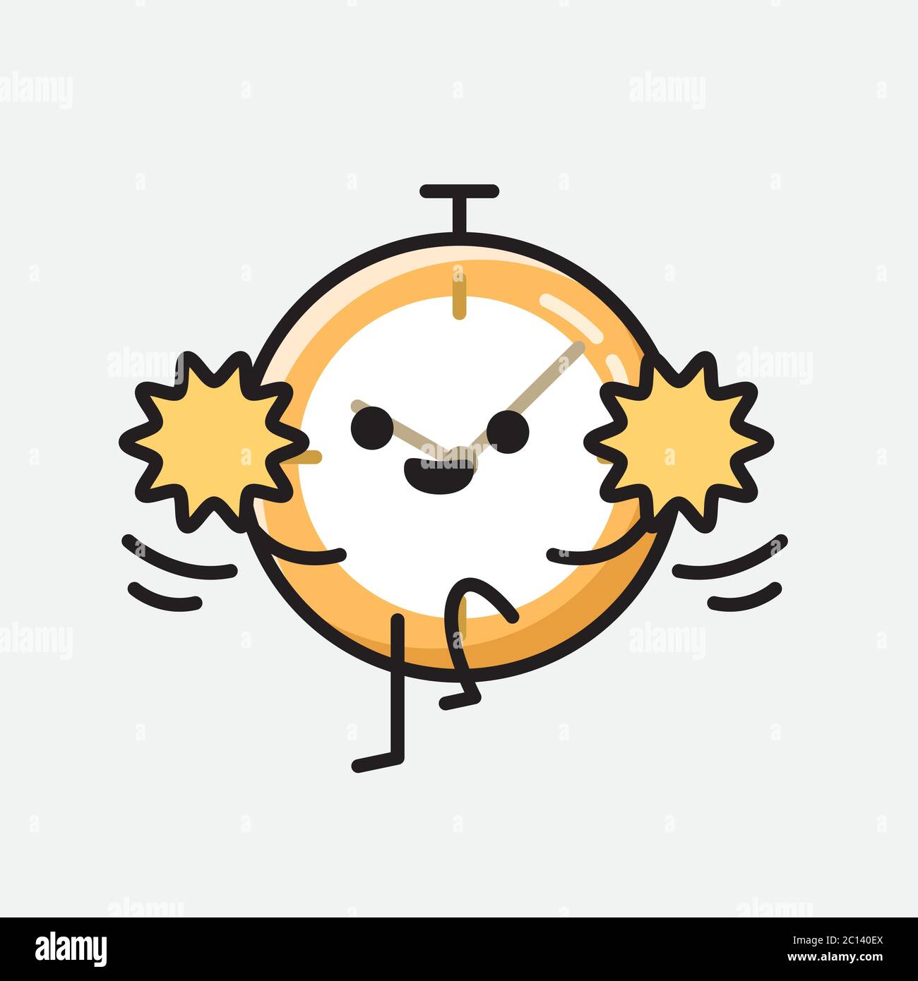 An illustration of Cute Clock Mascot Vector Character in Flat Design ...