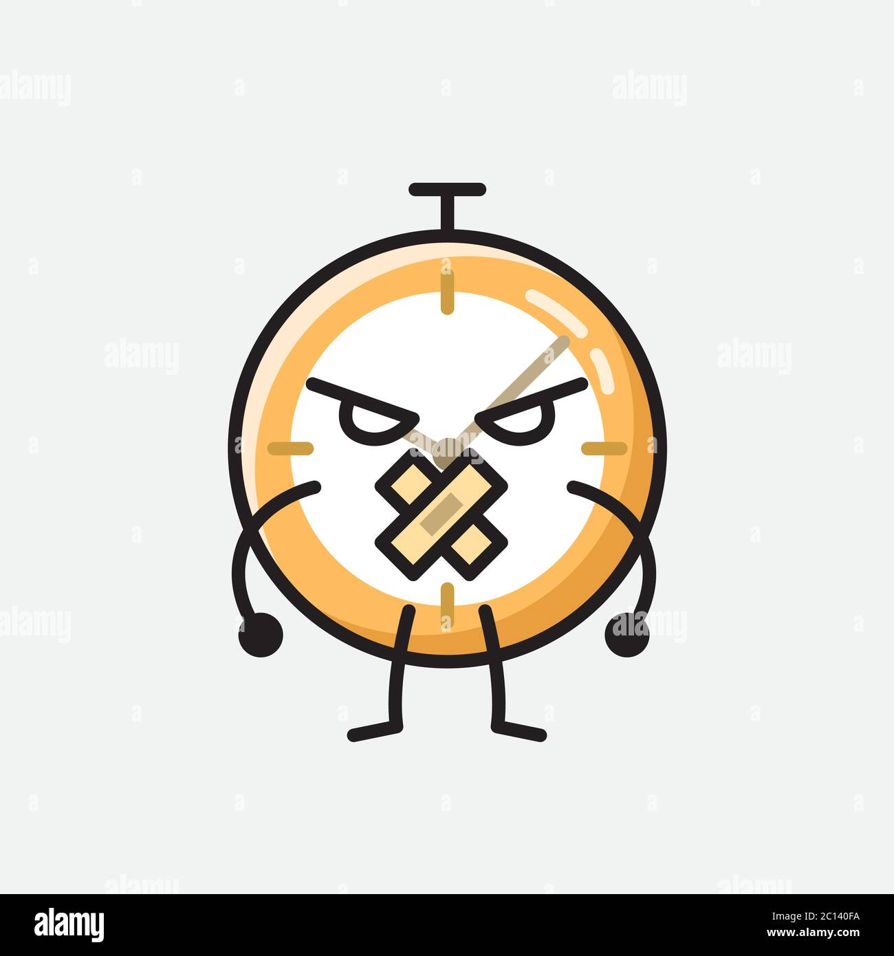 An illustration of Cute Clock Mascot Vector Character in Flat Design ...