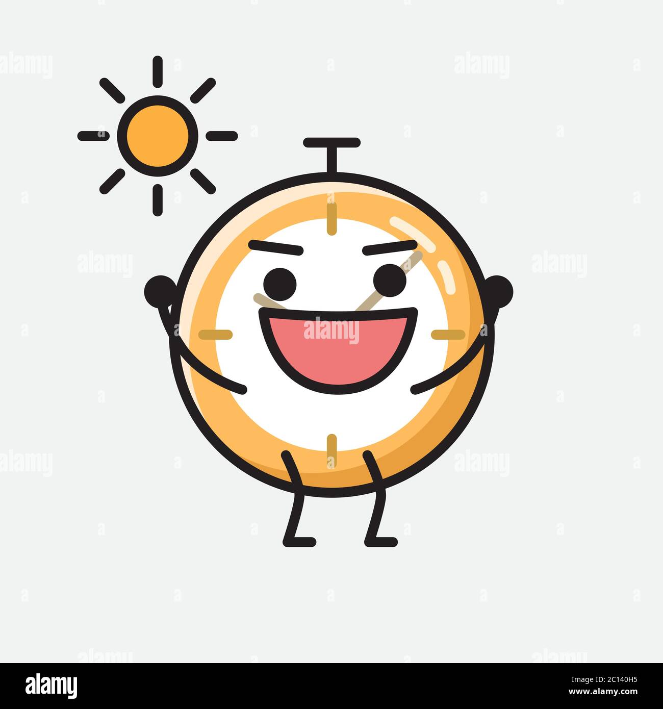 An illustration of Cute Clock Mascot Vector Character in Flat Design ...