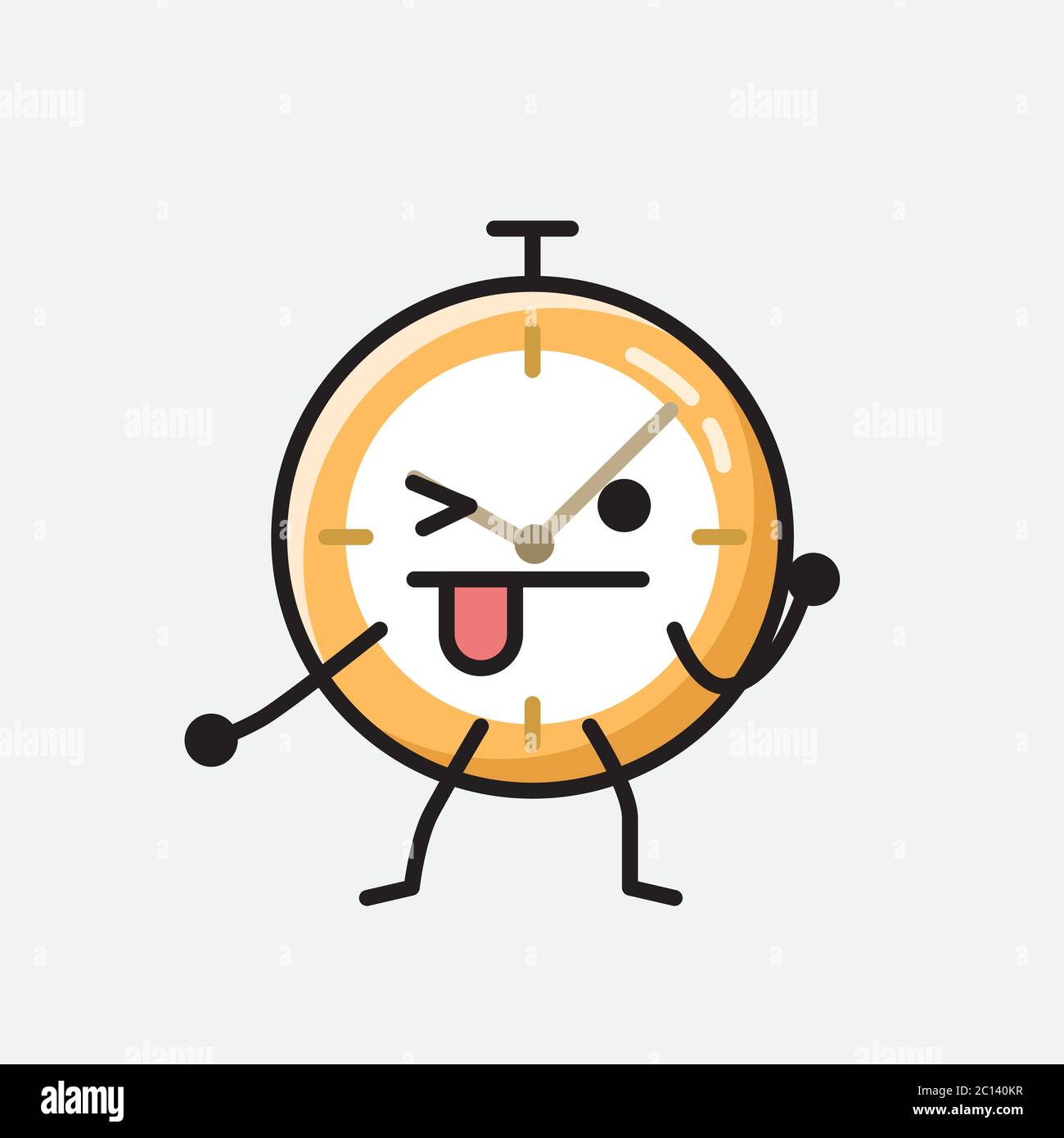 An illustration of Cute Clock Mascot Vector Character in Flat Design ...