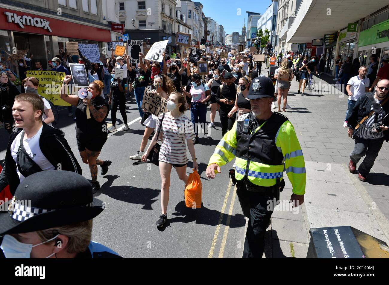 Black Lives Matter protest in Brighton 2020 which took place during the coronavirus lockdown. Picture terry Applin Stock Photo