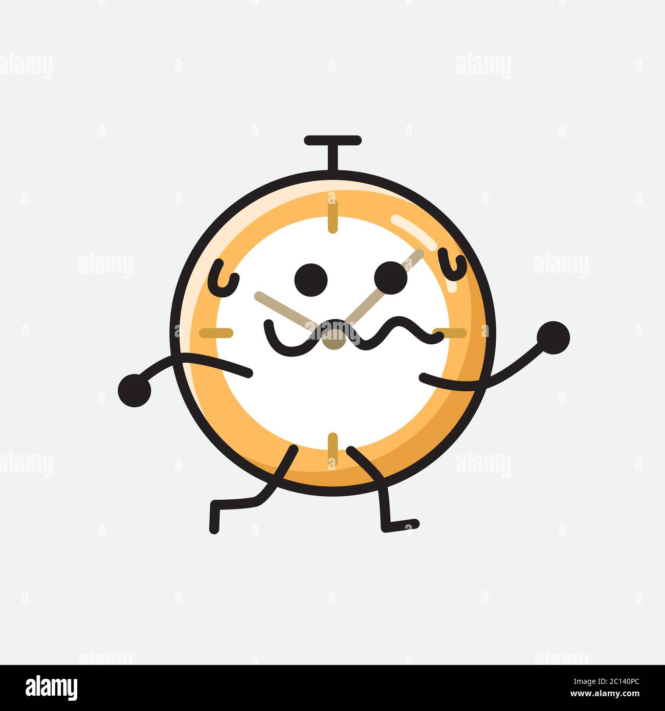 An illustration of Cute Clock Mascot Vector Character in Flat Design ...