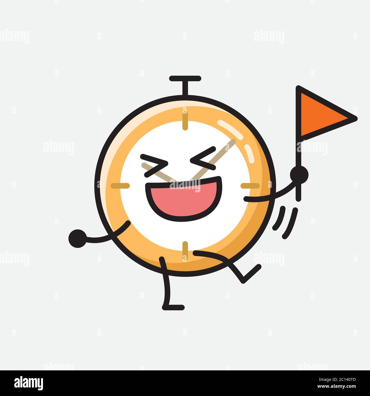 An illustration of Cute Clock Mascot Vector Character in Flat Design ...