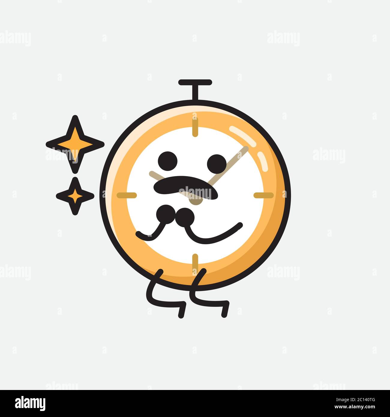 An illustration of Cute Clock Mascot Vector Character in Flat Design ...