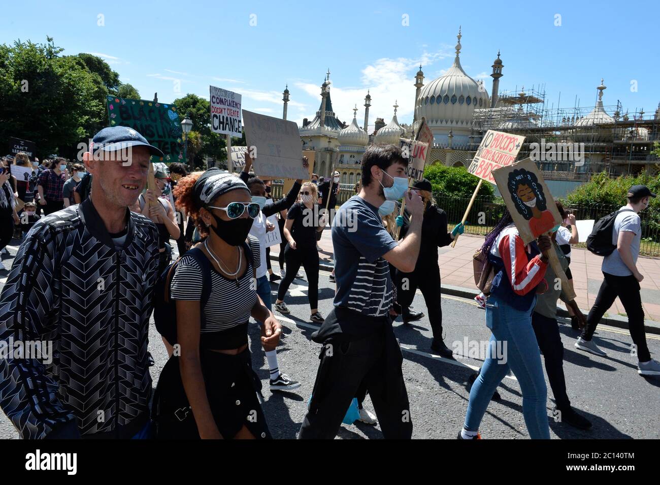 Black Lives Matter protest in Brighton 2020 which took place during the coronavirus lockdown. Picture terry Applin Stock Photo