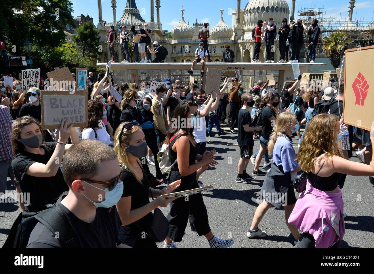 Black Lives Matter protest in Brighton 2020 which took place during the coronavirus lockdown. Picture terry Applin Stock Photo