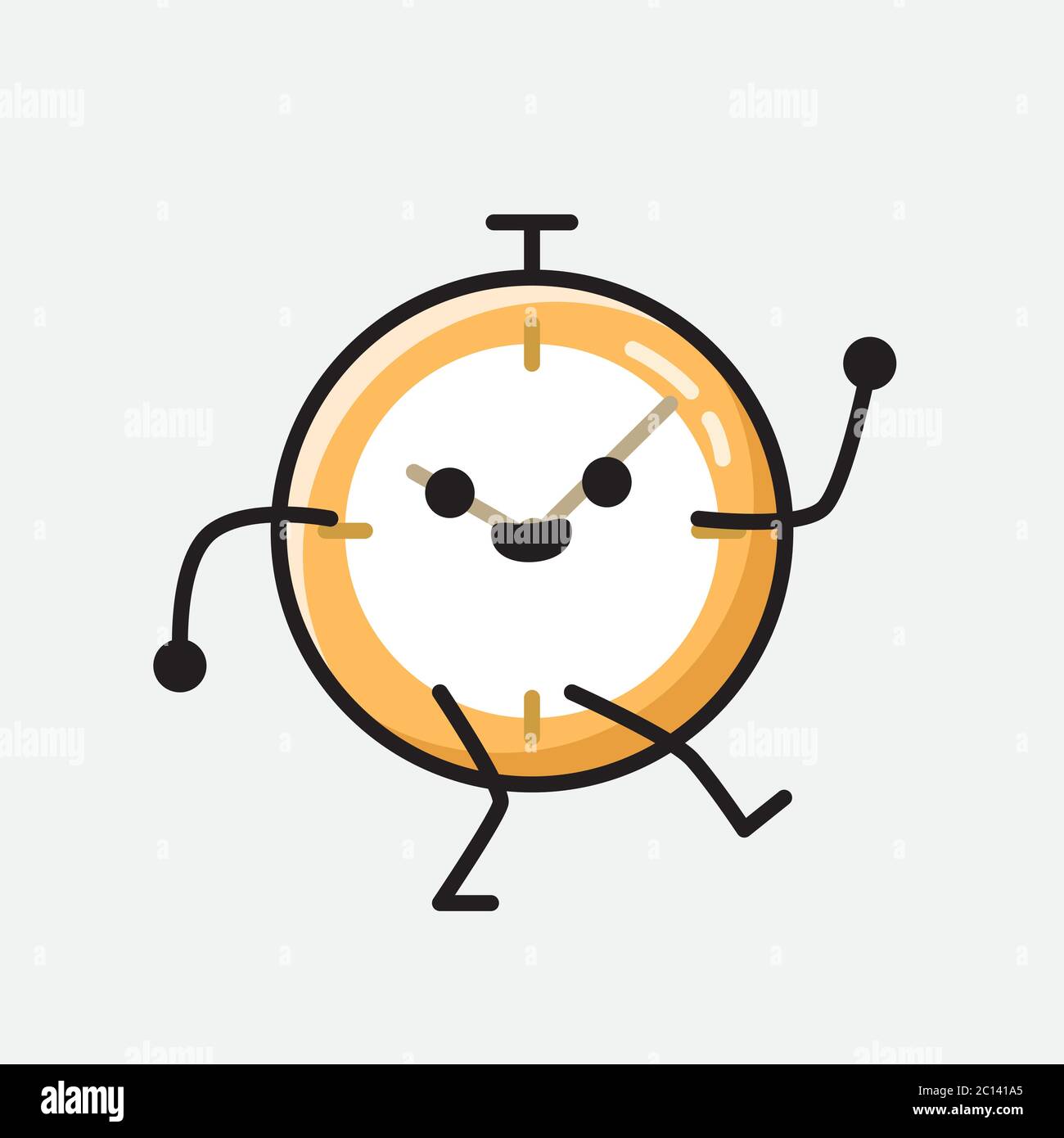 An illustration of Cute Clock Mascot Vector Character in Flat Design ...