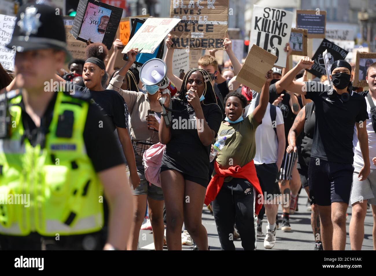 Black Lives Matter protest in Brighton 2020 which took place during the coronavirus lockdown. Picture terry Applin Stock Photo