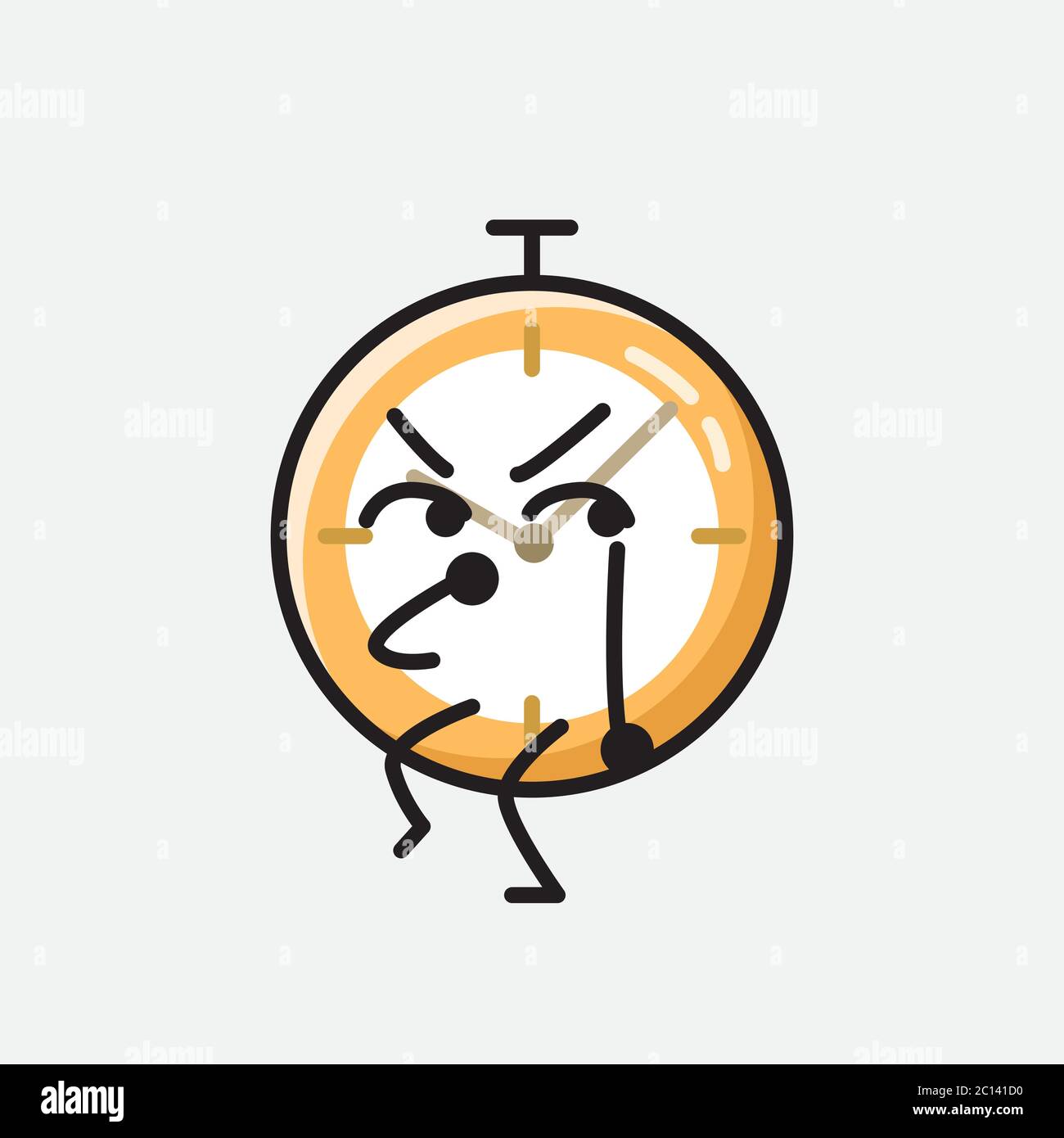 An illustration of Cute Clock Mascot Vector Character in Flat Design ...