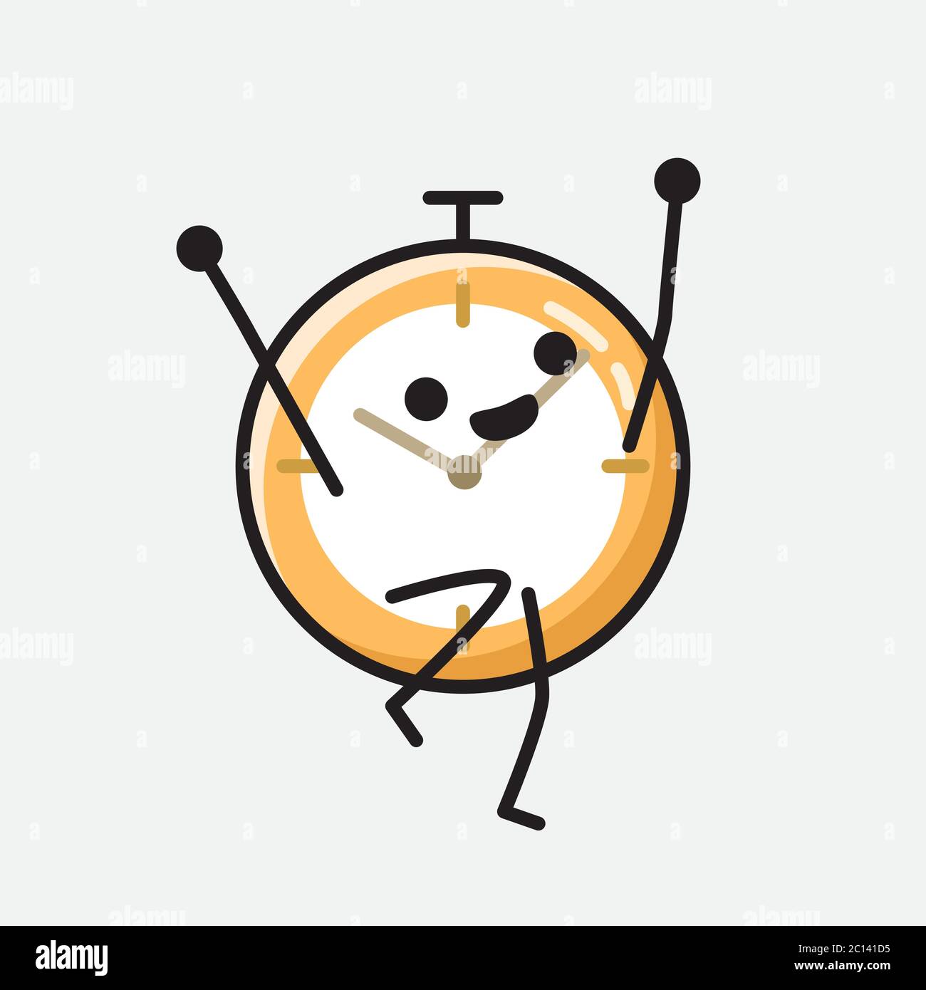 An illustration of Cute Clock Mascot Vector Character in Flat Design ...