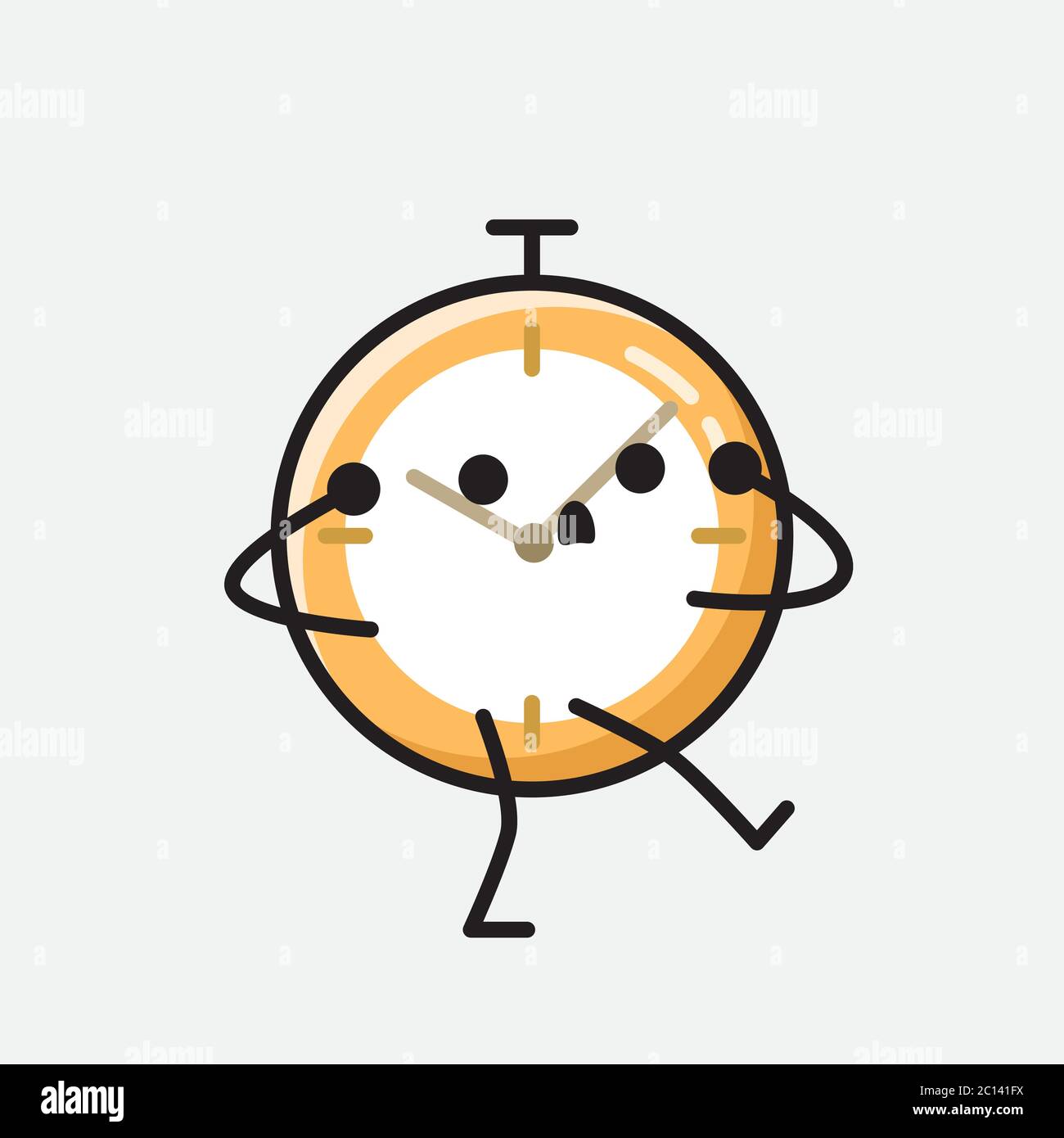 An illustration of Cute Clock Mascot Vector Character in Flat Design ...