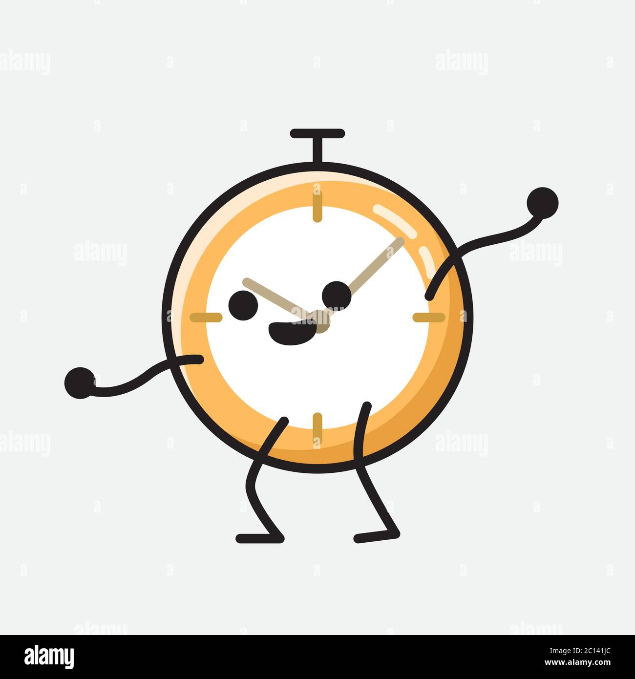 An illustration of Cute Clock Mascot Vector Character in Flat Design ...