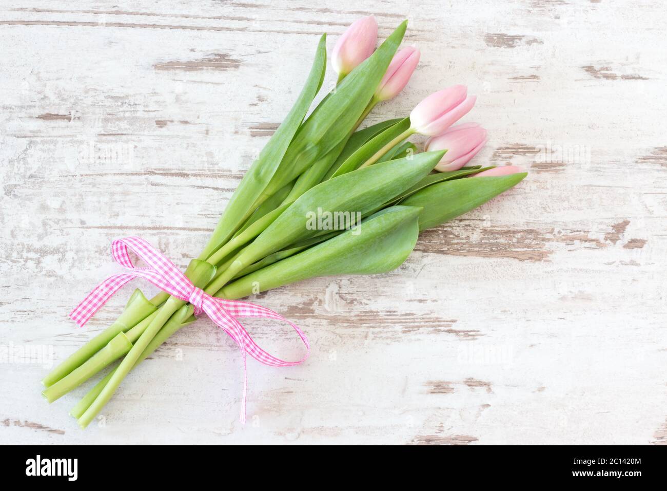 bunch of tulips in pink Stock Photo