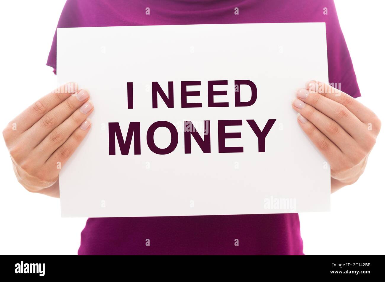 Paper sheet with text I need money Stock Photo Alamy