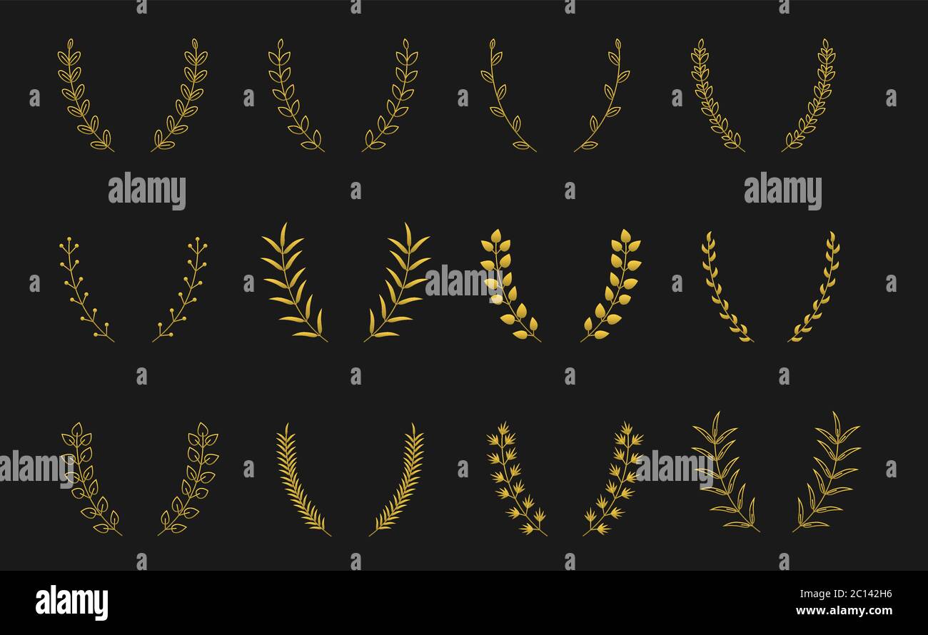 Golden floral vintage wreaths Stock Vector