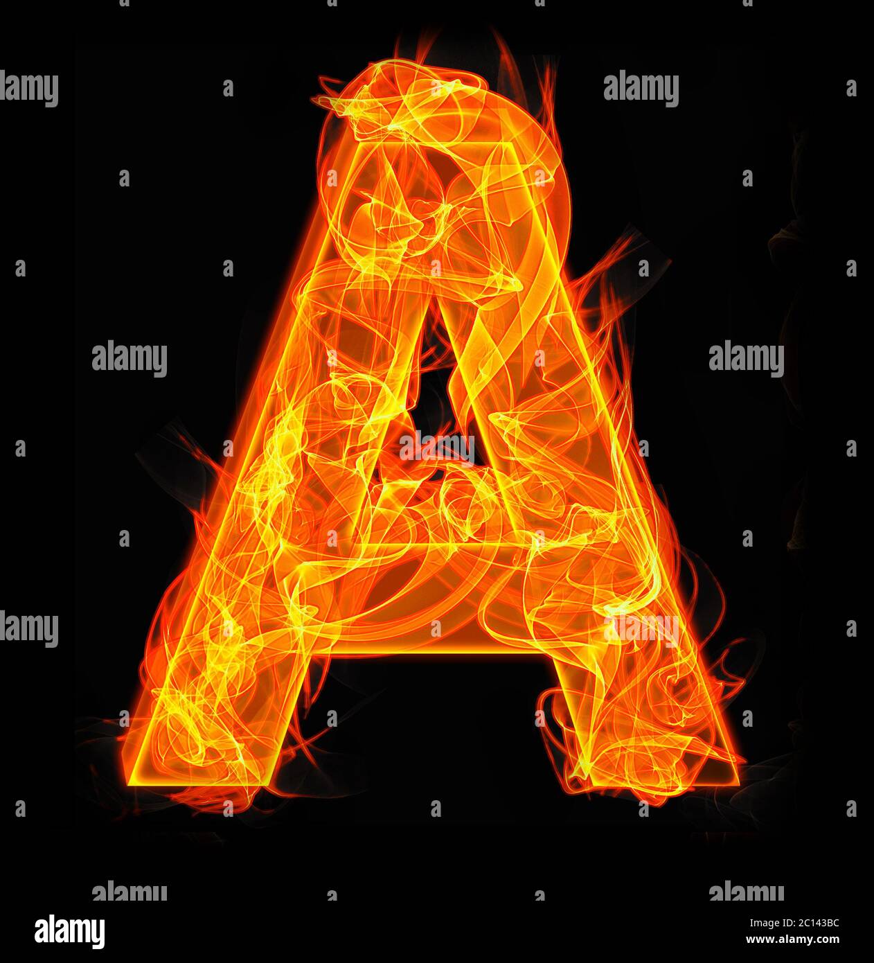 Burning letters as alphabet type A Stock Photo - Alamy