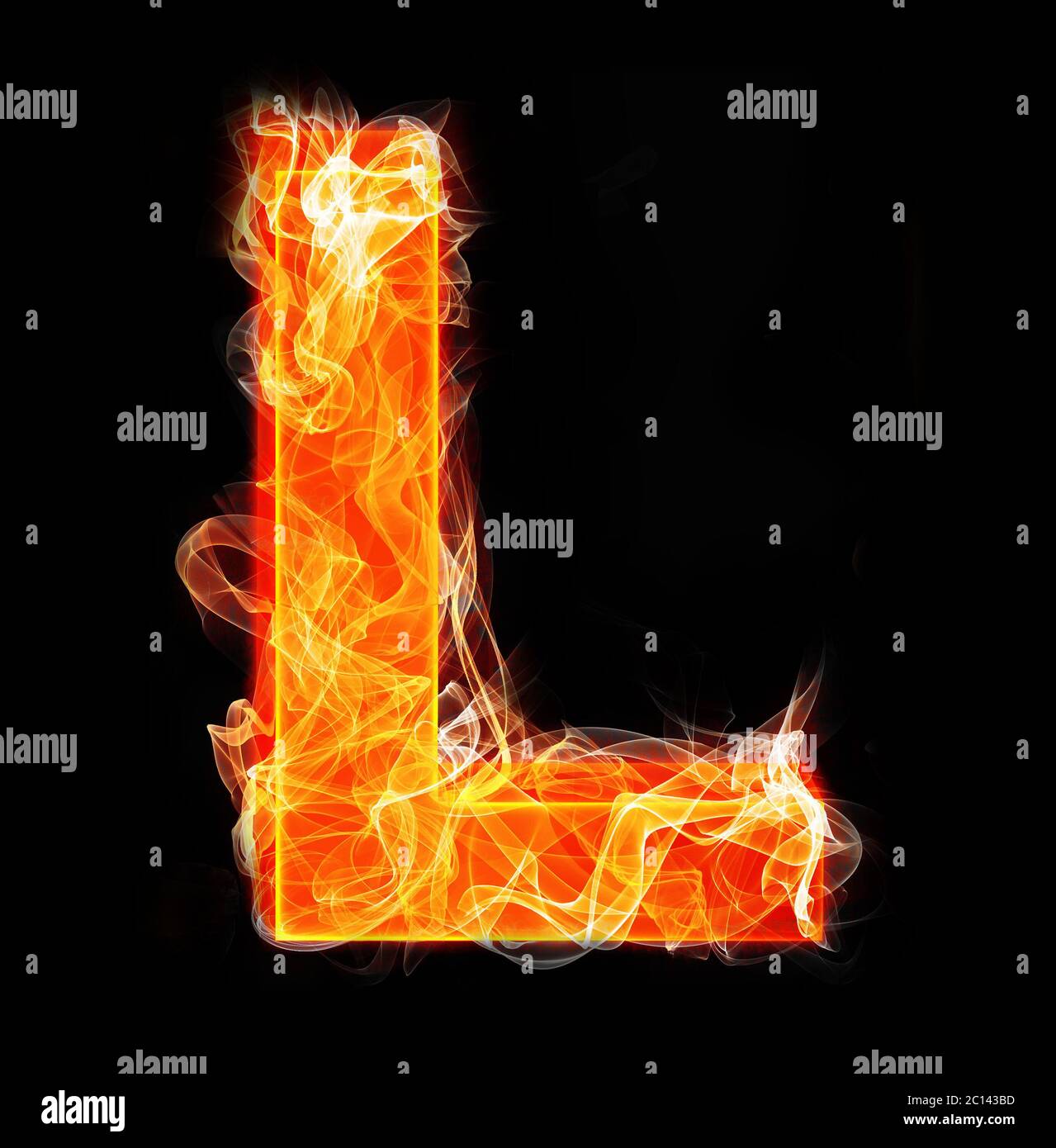 Burning letters as alphabet type L Stock Photo - Alamy