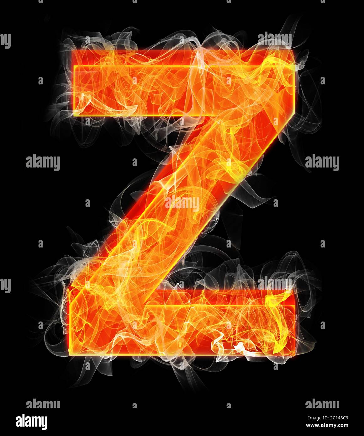 Burning letters as alphabet type Z Stock Photo - Alamy