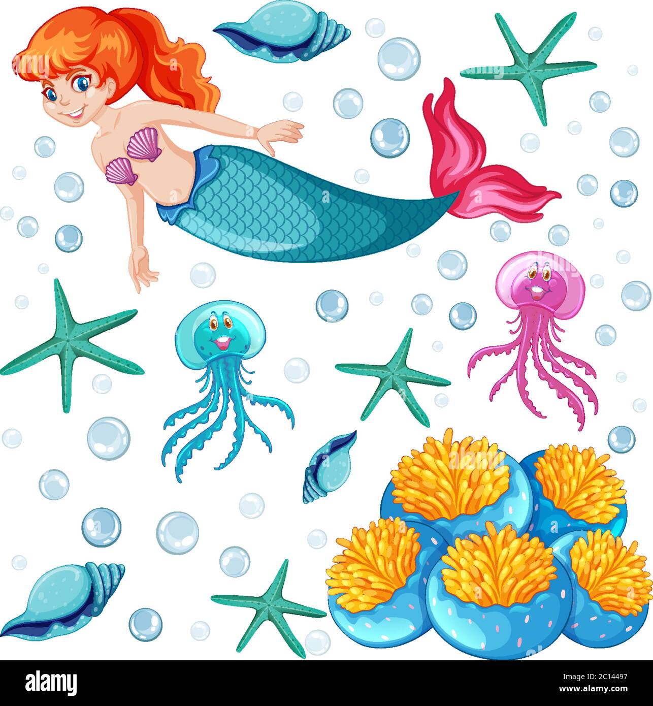 Set of mermaid and sea animal cartoon character on white background illustration Stock Vector Image & Art - Alamy Set of mermaid and sea animal cartoon character on white background illustration Stock Vector Image & Art - Alamy