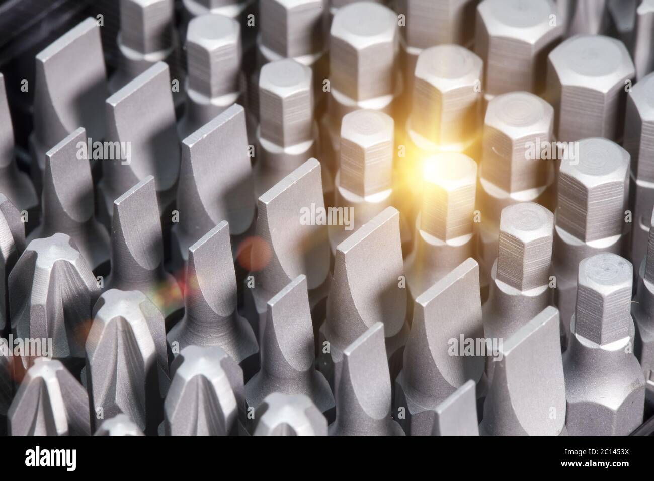 Set of bits in bit holder Stock Photo