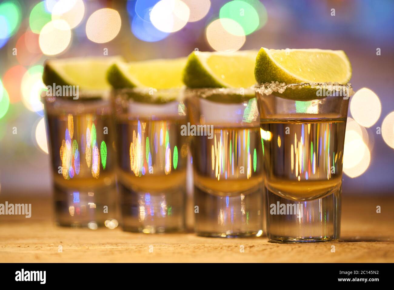 Tequila shots on a bar Stock Photo Alamy