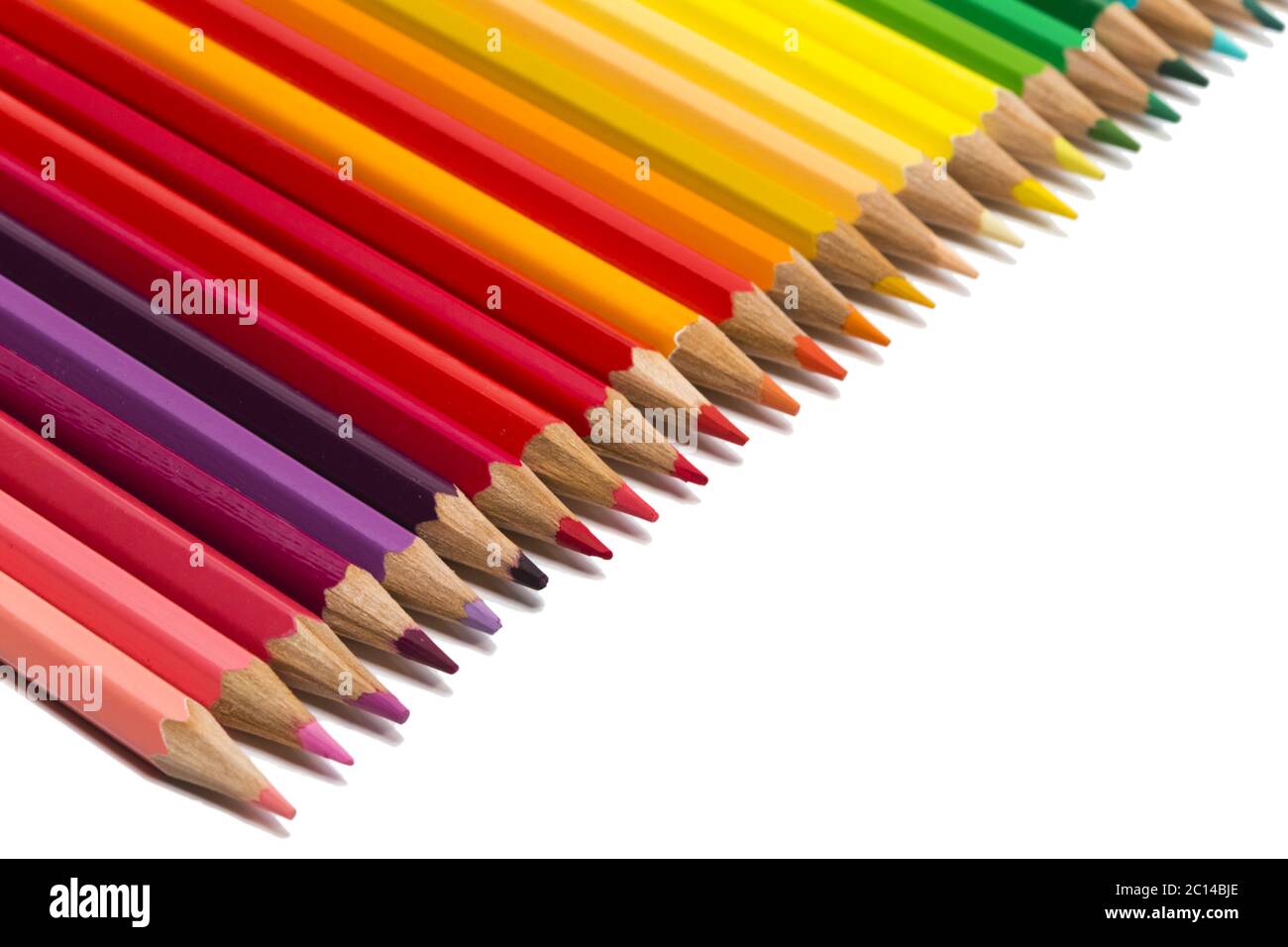 Color pencils in a row Stock Photo