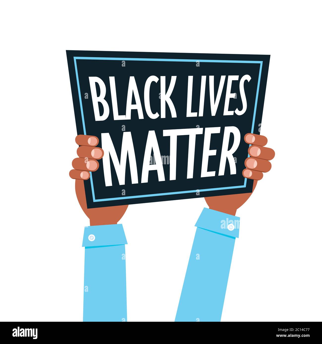Hands Holding Black Lives Matter Banner Awareness Campaign Against