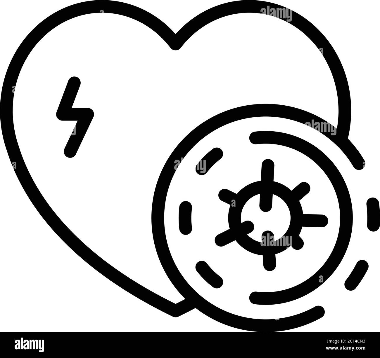 Heart virus icon, outline style Stock Vector