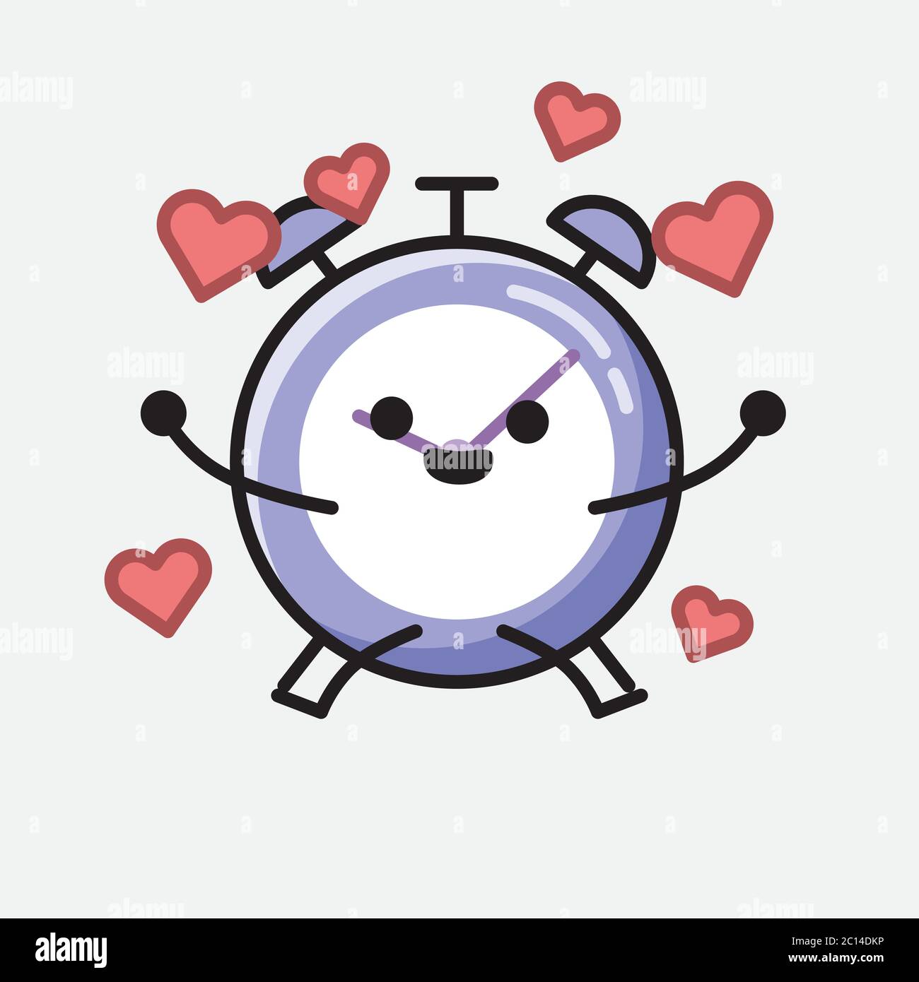 An illustration of Cute Alarm Clock Mascot Vector Character in Flat ...
