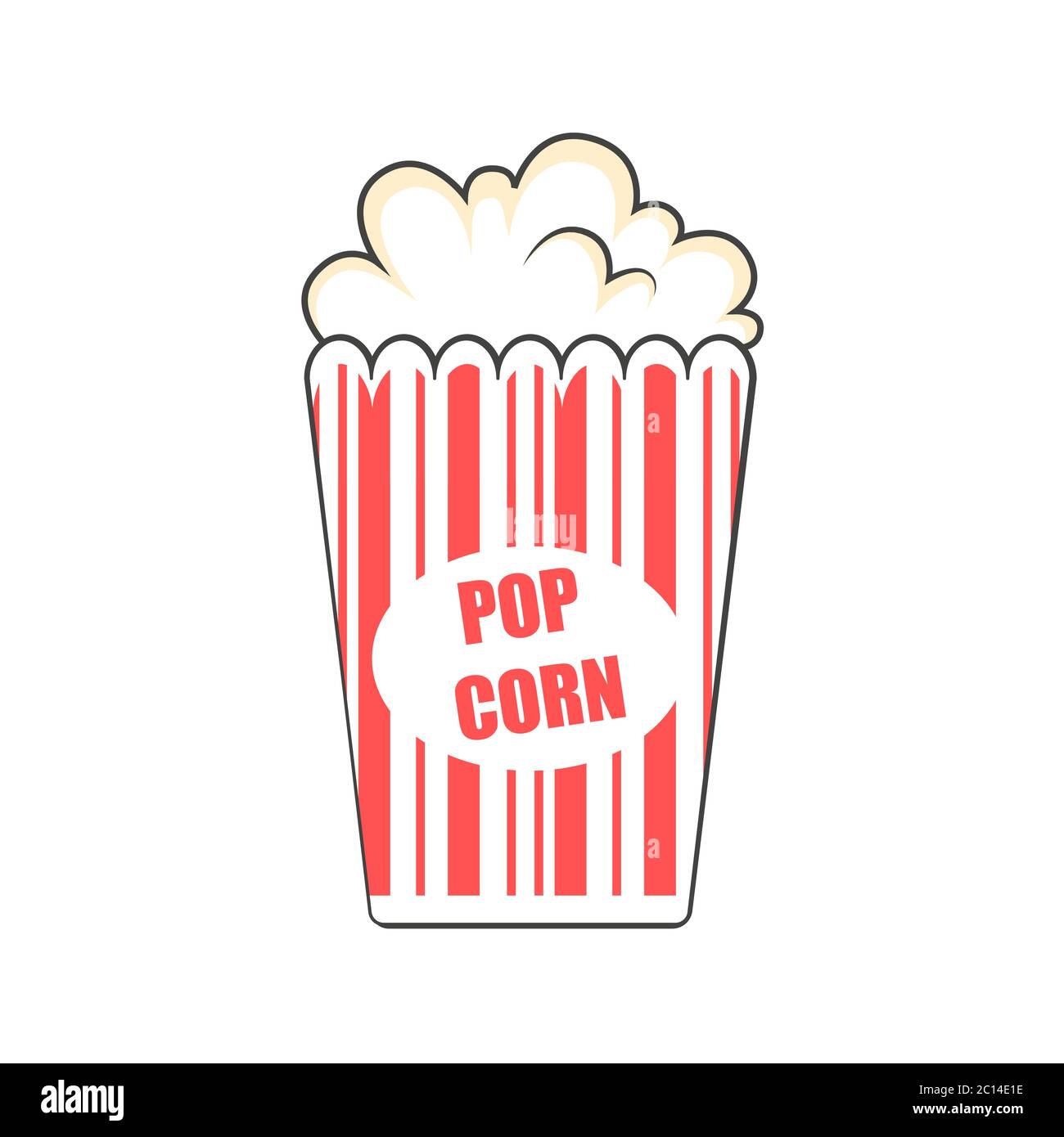 Box of pop corn icon. Movie snack. Vector cartoon illustration. Simple graphic popcorn Stock Vector