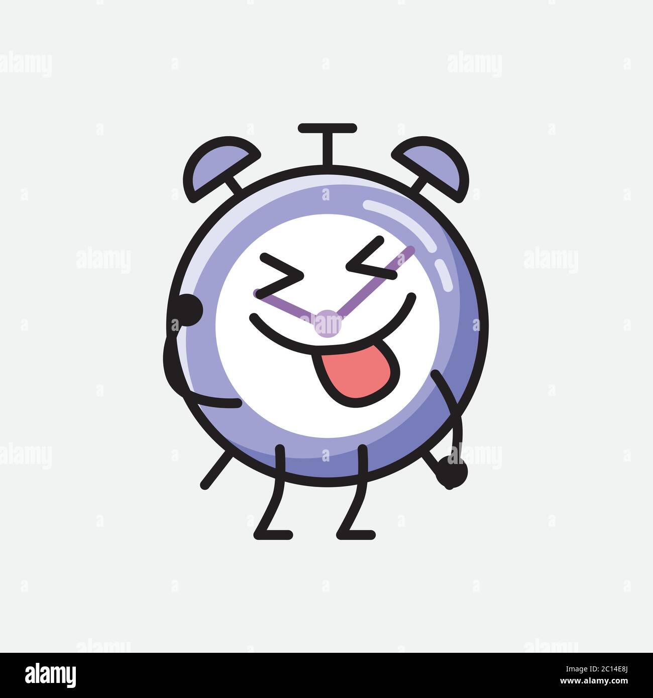An illustration of Cute Alarm Clock Mascot Vector Character in Flat ...