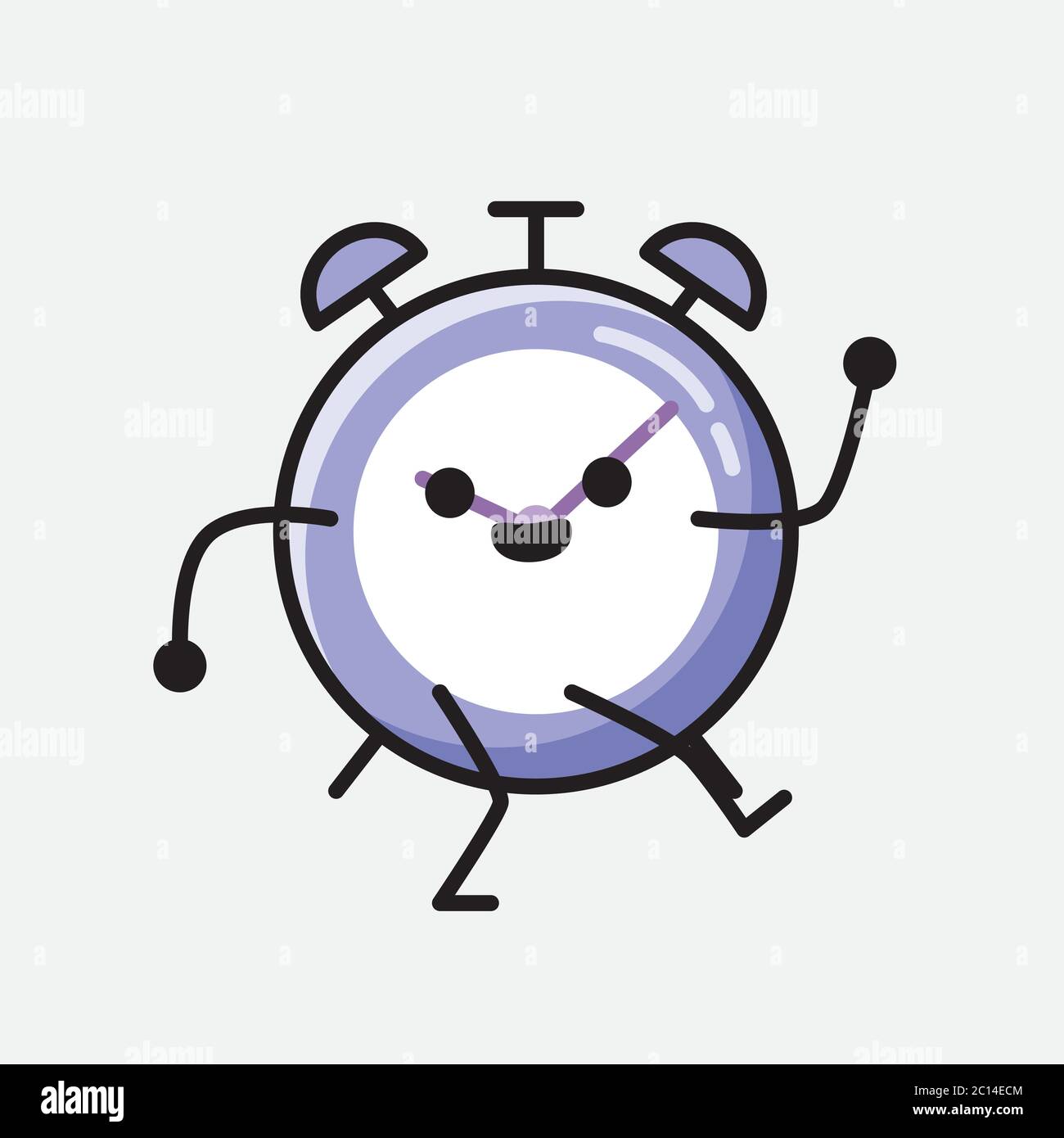 An illustration of Cute Alarm Clock Mascot Vector Character in Flat ...