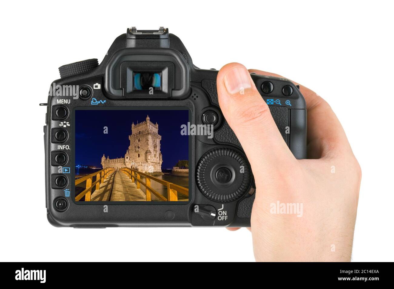 Hand with camera and Belem Tower - Lisbon Portugal (my photo Stock Photo -  Alamy
