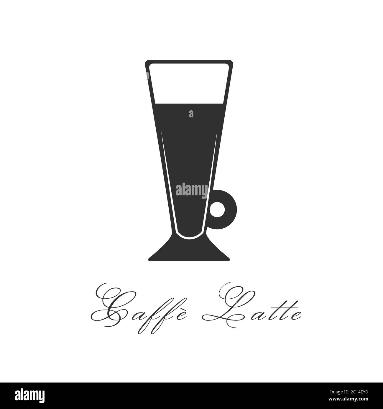 Coffee Caffe latte simple icon. Vecroe Cafe au lait graphic illustration. Isolated latte logo symbol Stock Vector