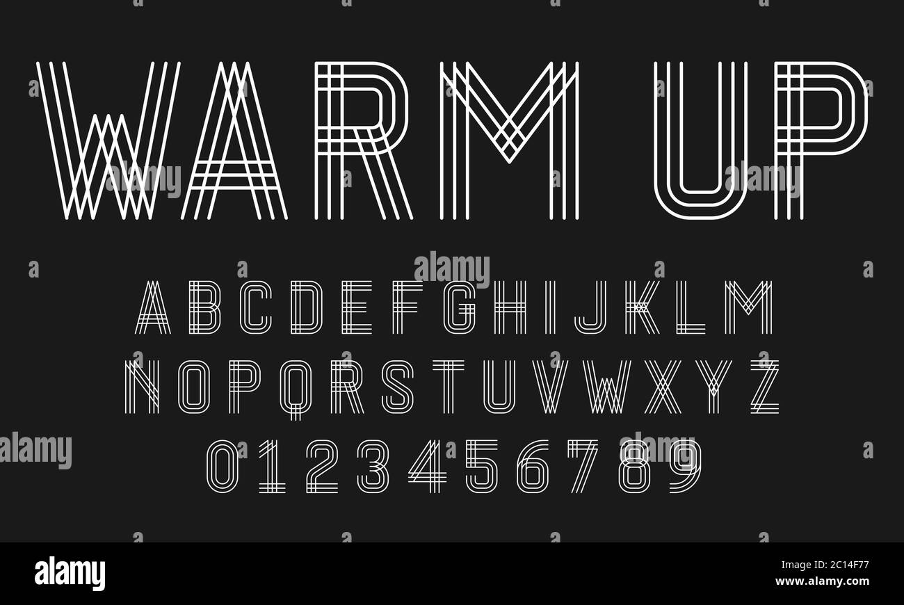 Set of alphabets font letters and numbers modern abstract design with ...