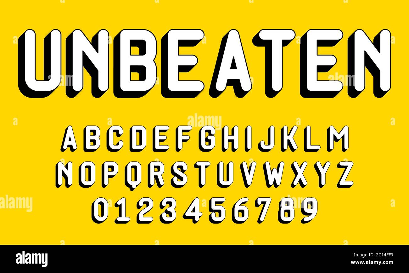 Set of alphabets font letters and numbers modern with 3d concept vector illustration Stock Vector