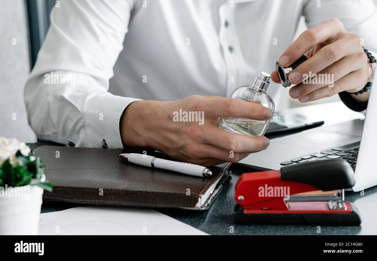Businessman hands holding credit card and using digital tablet. Business and online shopping concept Stock Photo