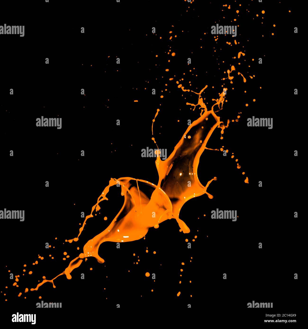isolated orange water splash on background Stock Photo
